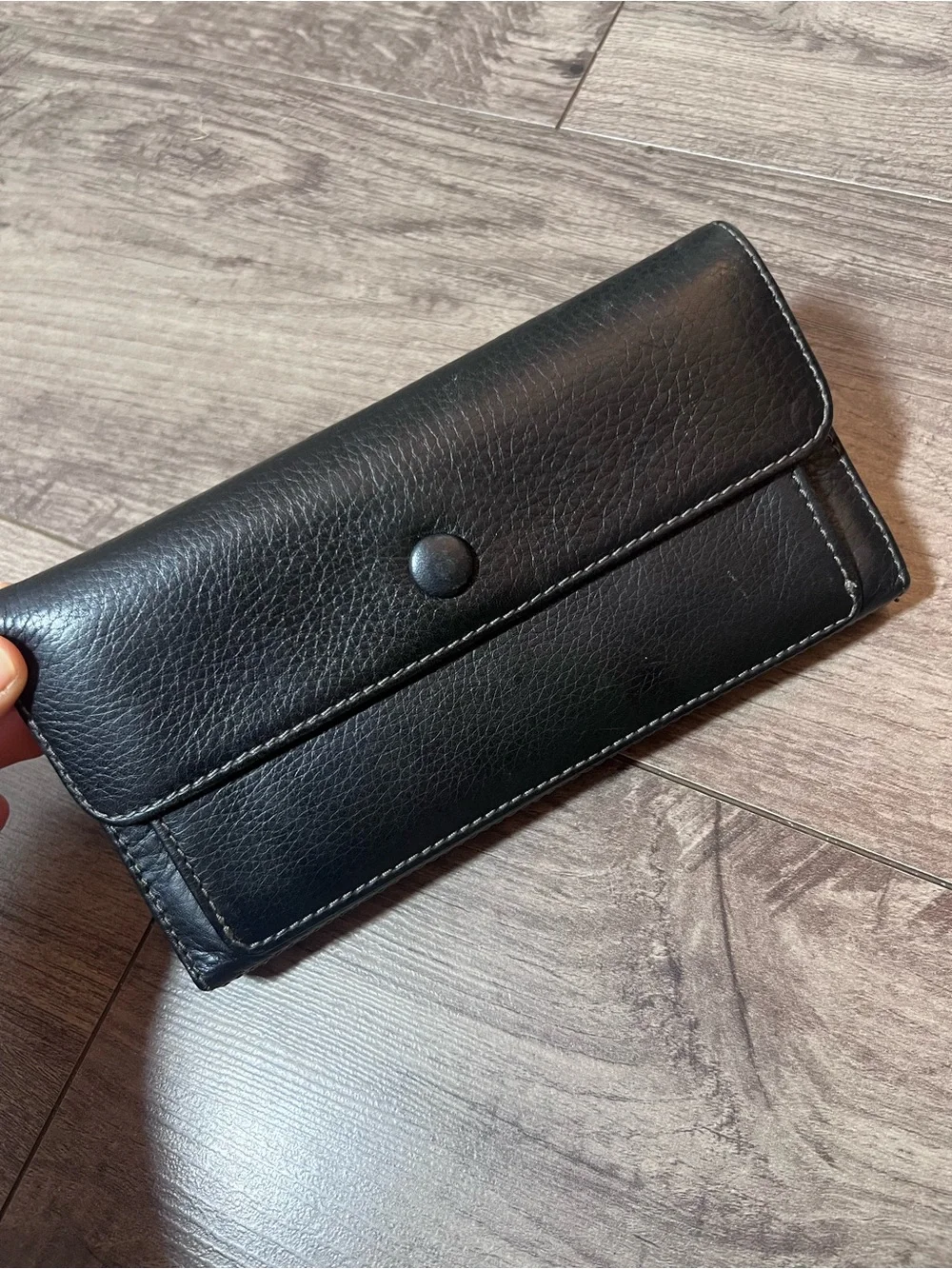 Fossil Black Leather Snap Wallet